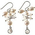 Sterling Silver FW Pearl, Crystal and CZ Earrings (5 mm)