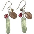 Sterling Silver Gemstone and FW Pearl Earrings (4 mm)