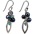 Sterling Silver FW Pearl and Crystal Drop Earrings (5 mm)