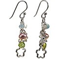 Sterling Silver Aquamarine, FW Pearl and Peridot Earrings (5 mm)