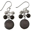 Sterling Silver Ebony and Ivory Gemstone Earrings
