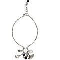 Sterling Silver FW Pearl, Crystal, and Onyx Bracelet (4-4.5 mm)