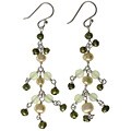 Sterling Silver Green Jade and FW Pearl Earrings (4.5 mm)