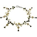 Sterling Silver Green Jade and FW Pearl Bracelet (5 mm)