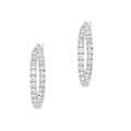 Sterling Silver 25 mm Inside and Out CZ Hoop Earrings