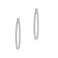 Sterling Silver 40 mm Inside and Out CZ Hoop Earrings