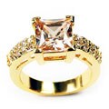 14k Yellow Gold Overlay Champagne Solitaire Ring