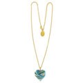 Goldtone Blue Venetiarum Glass Heart Necklace