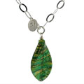 Murano glass twisted Lime Green Leaf Drop Necklace