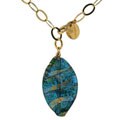 Venetiarum Murano glass twisted Leaf Blue-green Drop Necklace