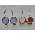 Sterling Silver Patterned Gem Earrings (Israel)