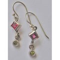 Faceted Garnet Earring with Peridot Drop (Israel)