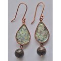 Copper Teardrop Roman Glass Earring (Israel)