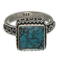 Sterling Silver Turquoise 'Treasure Chest' Ring (Indonesia)