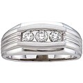 14k White Gold Men's 1/2ct TDW Three Diamond Band (H-I, I1-I2)