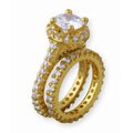 14k Gold Super Solitaire CZ Bridal Ring Set