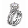 14k White Gold Overlay Diamoness Bridal Ring Set