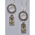 Sterling Silver Circle with Flower Drop Necklace (Israel)