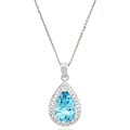 Sterling Silver Blue Topaz and CZ Necklace