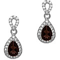 Silver Garnet and CZ Teardrop Dangle Earrings