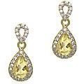 18k Gold over Silver Citrine and CZ Teardrop Earrings