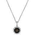 Sterling Silver Smokey Quartz and CZ Necklace