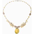 Sterling Silver Chalcedony and FW Pearl Necklace (8 mm)