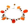 Sterling Silver Gemstone and FW Pearl Charm Bracelet (6 mm)