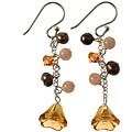 Sterling Silver Crystal and FW Pearl Drop Earrings (4 mm)
