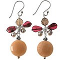 Sterling Silver Gemstone and Grey FW Pearl Earrings (4 mm)