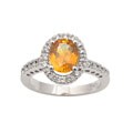 14k White Gold Golden Sapphire and Diamond Ring