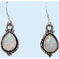 Tear Drop Opal & Sterling Silver Earrings (India)