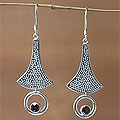 Sterling Silver and Garnet 'Silent Bell' Earrings (Indonesia)