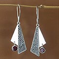 Sterling Silver and Garnet 'Take Flight' Earrings (Indonesia)