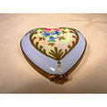 Limoges Hand-painted Blue Floral Heart Keepsake Box