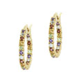 Sterling Silver 18k Gold Overlay Multi-gemstone Inside-out Hoop Earrings