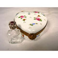 Limoges Floral Heart Box with Perfume Bottle