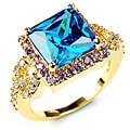 14k Yellow Gold Overlay Super Solitaire CZ Ring