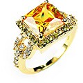 14k Yellow Gold Overlay Super Solitaire CZ Ring