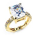 14k Yellow Gold Overlay Solitaire CZ Eternity Ring