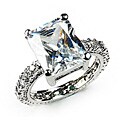 14k White Gold Overlay Solitaire CZ Eternity Ring