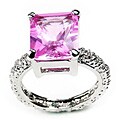 14k White Gold Overlay Solitaire CZ Eternity Ring