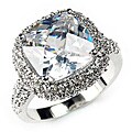 14k White Gold Overlay Cushion Solitaire CZ Ring