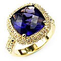 14k Yellow Gold Overlay Cushion Solitaire CZ Ring