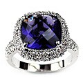 14k White Gold Overlay Cushion Solitaire Ring