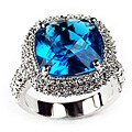 14k White Gold Overlay Cushion Solitaire Ring