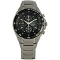 Seiko Men's Black Dial Steel Chronograph Watch