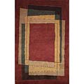 Bhutan Red Frames Wool Rug (3'6 x 5'6)