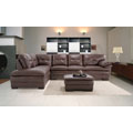 Century Brown Leather Sectional Sofa and Ottoman