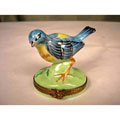 Limoges Hand-painted Blue Robin Keepsake Box